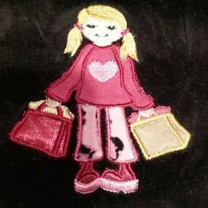 Velour outfit w/ girl w/heart shirt & heart pants